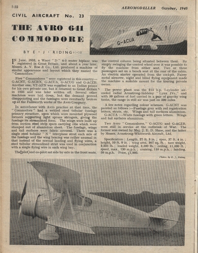 AVRO COMMODORE 2 of 2
(jpg format, - dpi, 651 KB).

Link to file: [url]http://smm.solidmodelmemories.net/Gallery/albums/userpics/-[/url]

[i]These plans are placed here in review of their accuracy and historical content. They are for personal use only and not to be reproduced commercially. Copyrights remain with the original copyright holders and are not the property of Solid Model Memories. Please post comment regarding the accuracy of the drawings in the section provided on the individual page of the plan you are reviewing. If you build this model or if you have images of the original subject itself, please let us know. If you are the copyright holder of the work in question and wish to have it removed please contact SMM [/i]

Keywords: AVRO COMMODORE