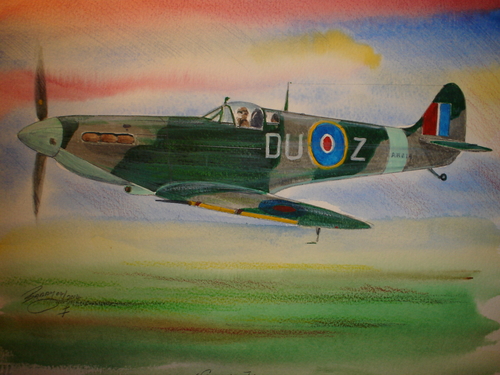 Spitfire 1a
Watercolour Inktense pencils
