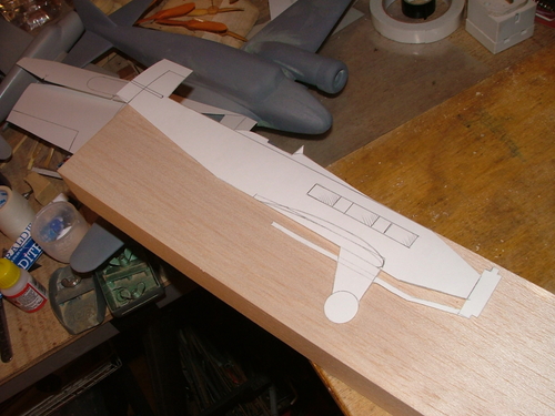 Farman F250 marking out the fuselage shape onto the wood
