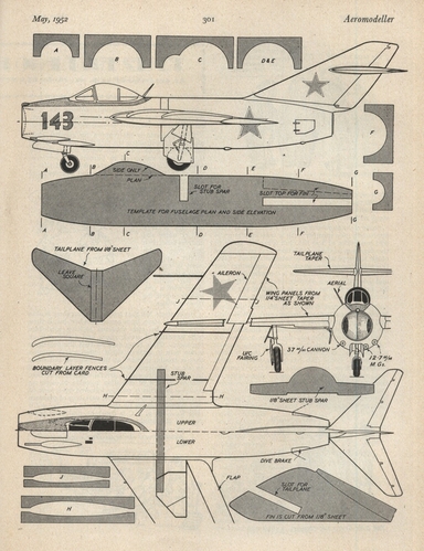 Mig 15 (2 of 2)
(jpg format, - dpi, 486KB).

Link to file: [url]http://smm.solidmodelmemories.net/Gallery/albums/userpics/-[/url]

[i]These plans are placed here in review of their accuracy and historical content. They are for personal use only and not to be reproduced commercially. Copyrights remain with the original copyright holders and are not the property of Solid Model Memories. Please post comment regarding the accuracy of the drawings in the section provided on the individual page of the plan you are reviewing. If you build this model or if you have images of the original subject itself, please let us know. If you are the copyright holder of the work in question and wish to have it removed please contact SMM [/i]

Keywords: Mig 15