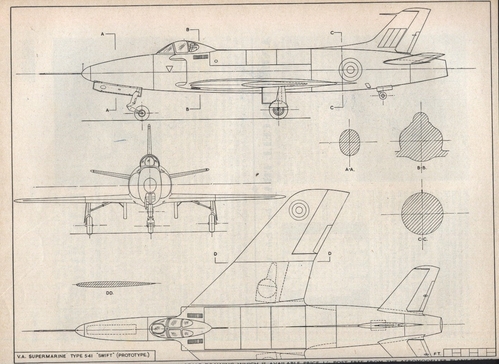Supermarine Swift (2 of 2)
(jpg format, - dpi, 476 KB).

Link to file: [url]http://smm.solidmodelmemories.net/Gallery/albums/userpics/-[/url]

[i]These plans are placed here in review of their accuracy and historical content. They are for personal use only and not to be reproduced commercially. Copyrights remain with the original copyright holders and are not the property of Solid Model Memories. Please post comment regarding the accuracy of the drawings in the section provided on the individual page of the plan you are reviewing. If you build this model or if you have images of the original subject itself, please let us know. If you are the copyright holder of the work in question and wish to have it removed please contact SMM [/i]
Keywords: Supermarine Swift