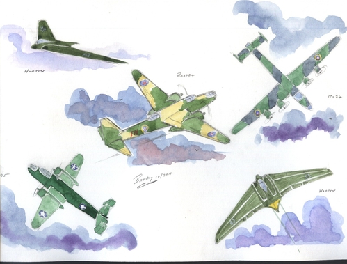 Thumbnails of aircraft in watercolour.
Keywords: Thumbnails of aircraft in watercolour.