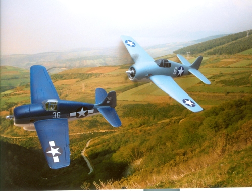 Formation of Two Hellcats - F6F-5 and F6F-3

