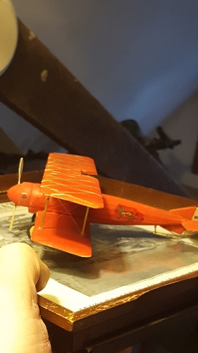 Finished model on display photo, side view 2
Keywords: Morane, Saulnier, BB, wooden, model, 1/48th, scale, hand, carved,