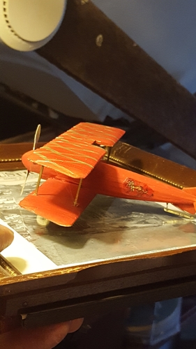 Finished model on display photo, side view 1
Keywords: Morane, Saulnier, BB, wooden, model, 1/48th, scale, hand, carved,