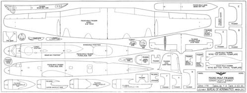 F-6 Focke-Wulf FW-200K Patterns (restoration)
Restoration of patterns by David T.  Since some of the right side of our original was missing, he has filled in details as best he could.
(gif format, 300 dpi, 236 KB).

[b]Click on image to display file in original format[/b]

[url=http://smm.solidmodelmemories.net/Gallery/albums/userpics/10028/F-6_Focke_Wulf_FW-200K_pat.gif]Direct Link to File[/url]

[i]These plans are placed here in review of their accuracy and historical content. They are for personal use only and not to be reproduced commercially. Copyrights remain with the original copyright holders and are not the property of Solid Model Memories. Please post comment regarding the accuracy of the drawings in the section provided on the individual page of the plan you are reviewing. If you build this model or if you have images of the original subject itself, please let us know. If you are the copyright holder of the work in question and wish to have it removed please contact SMM.[/i]
