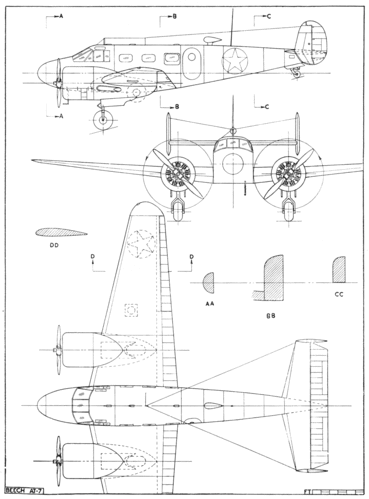 Beech AT-7
(gif format, - dpi, 176 KB).

Link to file: [url]http://smm.solidmodelmemories.net/Gallery/albums/userpics/-[/url]

[i]These plans are placed here in review of their accuracy and historical content. They are for personal use only and not to be reproduced commercially. Copyrights remain with the original copyright holders and are not the property of Solid Model Memories. Please post comment regarding the accuracy of the drawings in the section provided on the individual page of the plan you are reviewing. If you build this model or if you have images of the original subject itself, please let us know. If you are the copyright holder of the work in question and wish to have it removed please contact SMM [/i]

Keywords: Beech AT-7