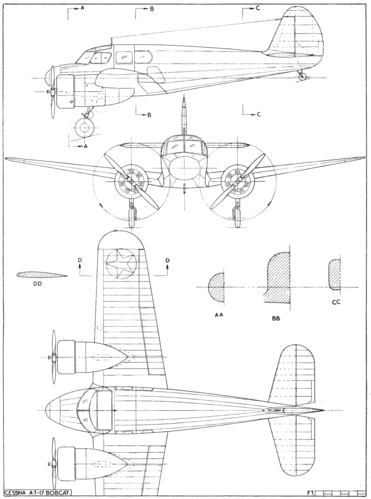 Cessna AT-17
(gif format, - dpi, 169 KB).

Link to file: [url]http://smm.solidmodelmemories.net/Gallery/albums/userpics/-[/url]

[i]These plans are placed here in review of their accuracy and historical content. They are for personal use only and not to be reproduced commercially. Copyrights remain with the original copyright holders and are not the property of Solid Model Memories. Please post comment regarding the accuracy of the drawings in the section provided on the individual page of the plan you are reviewing. If you build this model or if you have images of the original subject itself, please let us know. If you are the copyright holder of the work in question and wish to have it removed please contact SMM [/i]

Keywords: Cessna AT-17