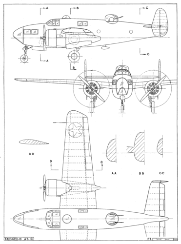 Fairchild AT-13
(gif format, - dpi, 167 KB).

Link to file: [url]http://smm.solidmodelmemories.net/Gallery/albums/userpics/-[/url]

[i]These plans are placed here in review of their accuracy and historical content. They are for personal use only and not to be reproduced commercially. Copyrights remain with the original copyright holders and are not the property of Solid Model Memories. Please post comment regarding the accuracy of the drawings in the section provided on the individual page of the plan you are reviewing. If you build this model or if you have images of the original subject itself, please let us know. If you are the copyright holder of the work in question and wish to have it removed please contact SMM [/i]

Keywords: Fairchild AT-13