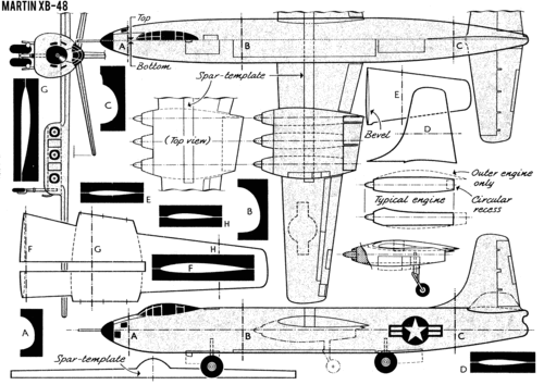Martin XB-48 1 of 2
(gif format, - dpi, 177 KB).

Link to file: [url]http://smm.solidmodelmemories.net/Gallery/albums/userpics/-[/url]

[i]These plans are placed here in review of their accuracy and historical content. They are for personal use only and not to be reproduced commercially. Copyrights remain with the original copyright holders and are not the property of Solid Model Memories. Please post comment regarding the accuracy of the drawings in the section provided on the individual page of the plan you are reviewing. If you build this model or if you have images of the original subject itself, please let us know. If you are the copyright holder of the work in question and wish to have it removed please contact SMM [/i]

Keywords: Martin XB-48 Air Trails