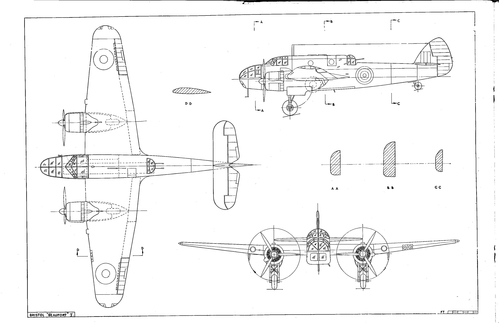 Bristol Beaufort
These are from plates that were sold as sets by Harleyford Publications Ltd. The plates were taken from the series, â€œAircraft of the fighting Powersâ€ published each year, as a separate volume, during WW2. Most were published with two drawings back to back.
Keywords: Bristol Beaufort Torpedo Coastal RAF Twin Bomber