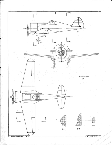 Curtiss Wright CW-21
These are from plates that were sold as sets by Harleyford Aircraft of the fighting Powers published each year, as a separate volume, during WW2. Most were published with two drawings back to back.
Keywords: curtiss wright chinese nationalist flying tiger fighter
