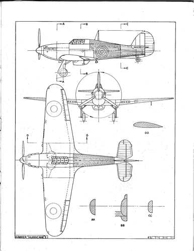 Hawker Hurricane Mk.1
(jpg format, - dpi, 381 KB).

Link to file: [url]http://smm.solidmodelmemories.net/Gallery/albums/userpics/-[/url]

[i]These plans are placed here in review of their accuracy and historical content. They are for personal use only and not to be reproduced commercially. Copyrights remain with the original copyright holders and are not the property of Solid Model Memories. Please post comment regarding the accuracy of the drawings in the section provided on the individual page of the plan you are reviewing. If you build this model or if you have images of the original subject itself, please let us know. If you are the copyright holder of the work in question and wish to have it removed please contact SMM [/i]

Keywords: Hawker Hurricane Mk.1