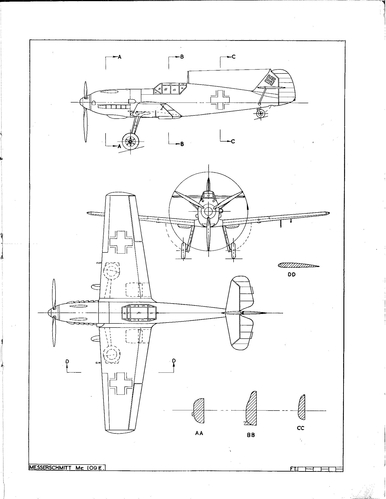 Messerschmitt Me109E
(jpg format, - dpi, 291 KB).

Link to file: [url]http://smm.solidmodelmemories.net/Gallery/albums/userpics/-[/url]

[i]These plans are placed here in review of their accuracy and historical content. They are for personal use only and not to be reproduced commercially. Copyrights remain with the original copyright holders and are not the property of Solid Model Memories. Please post comment regarding the accuracy of the drawings in the section provided on the individual page of the plan you are reviewing. If you build this model or if you have images of the original subject itself, please let us know. If you are the copyright holder of the work in question and wish to have it removed please contact SMM [/i]

Keywords: Messerschmitt Me109E