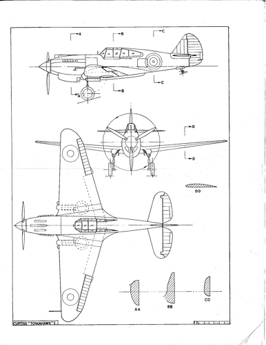 Curtiss P-40 Tomahawk
(jpg format, - dpi, 327 KB).

Link to file: [url]http://smm.solidmodelmemories.net/Gallery/albums/userpics/-[/url]

[i]These plans are placed here in review of their accuracy and historical content. They are for personal use only and not to be reproduced commercially. Copyrights remain with the original copyright holders and are not the property of Solid Model Memories. Please post comment regarding the accuracy of the drawings in the section provided on the individual page of the plan you are reviewing. If you build this model or if you have images of the original subject itself, please let us know. If you are the copyright holder of the work in question and wish to have it removed please contact SMM [/i]

Keywords: Curtiss P-40 Tomahawk