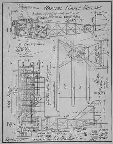 Fokker Dr.I
(jpg format, - dpi, 2007 KB).

Link to file: [url]http://smm.solidmodelmemories.net/Gallery/albums/userpics/-[/url]

[i]These plans are placed here in review of their accuracy and historical content. They are for personal use only and not to be reproduced commercially. Copyrights remain with the original copyright holders and are not the property of Solid Model Memories. Please post comment regarding the accuracy of the drawings in the section provided on the individual page of the plan you are reviewing. If you build this model or if you have images of the original subject itself, please let us know. If you are the copyright holder of the work in question and wish to have it removed please contact SMM [/i]

