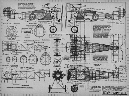 Sopwith 7F.1 Snipe (2 of 2)
(jpg format, - dpi, 2030 KB).

Link to file: [url]http://smm.solidmodelmemories.net/Gallery/albums/userpics/-[/url]

[i]These plans are placed here in review of their accuracy and historical content. They are for personal use only and not to be reproduced commercially. Copyrights remain with the original copyright holders and are not the property of Solid Model Memories. Please post comment regarding the accuracy of the drawings in the section provided on the individual page of the plan you are reviewing. If you build this model or if you have images of the original subject itself, please let us know. If you are the copyright holder of the work in question and wish to have it removed please contact SMM [/i]
Keywords: Sopwith 7F.1 Snipe