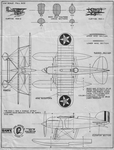 Curtiss R3C-1 / R3C-2
(jpg format, - dpi, 593 KB).

Link to file: [url]http://smm.solidmodelmemories.net/Gallery/albums/userpics/-[/url]

[i]These plans are placed here in review of their accuracy and historical content. They are for personal use only and not to be reproduced commercially. Copyrights remain with the original copyright holders and are not the property of Solid Model Memories. Please post comment regarding the accuracy of the drawings in the section provided on the individual page of the plan you are reviewing. If you build this model or if you have images of the original subject itself, please let us know. If you are the copyright holder of the work in question and wish to have it removed please contact SMM [/i]

Keywords: Curtiss R3C-1 / R3C-2