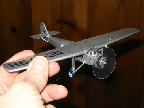 1929 Hamilton Metalplane 1/72 scale  built in 1997
1929 Hamilton Metalplane in 1/72 scale. I built this model in 1997 after working on the restoration of the real aircraft. Northwest Airways flew a fleet of six of these back in the 1930s - it was a contemporary of the Ford Trimotor, used on shorter routes. I simulated the corrugated metal skin by dragging a comb-like tool through freshly applied artists gel media on the model. 
