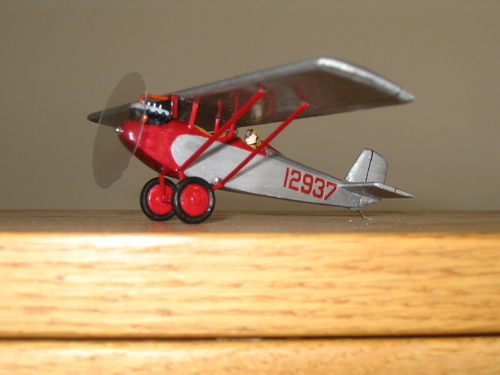 Pietenpol  1/72 scale
In the USA, the Pietenpol has been a very popular homebuilt airplane. The first one was created in 1928 by Bernard Pietenpol, using a Model A Ford engine. Pietenpols are still being built today with all sorts of engines, including the Rotax. I built this model of one in 2009 to replicate one owned by a Minnesota aviation pioneer. It is Model A powered. 
