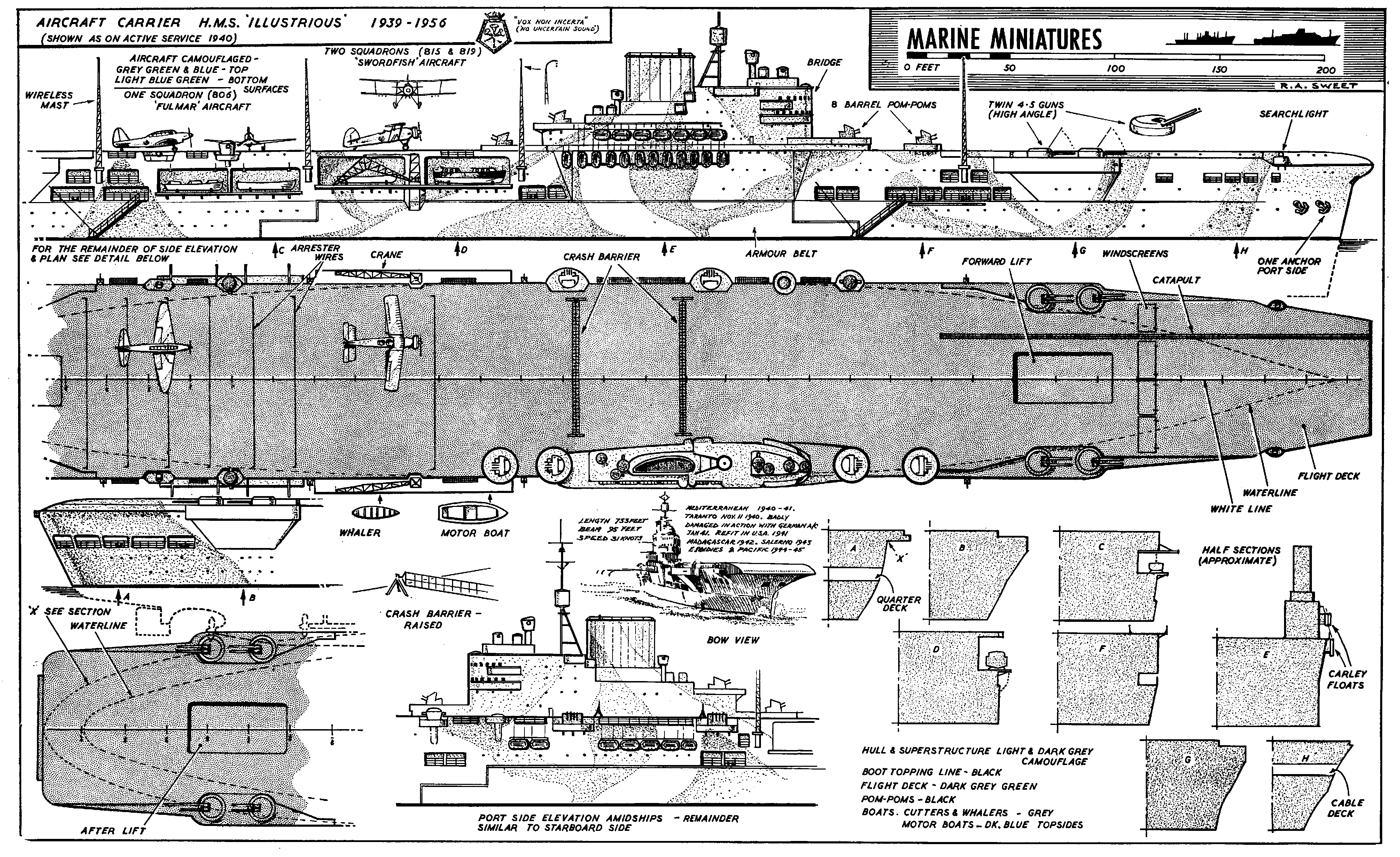1:96 scale WW2 carrier H M S Illustrious