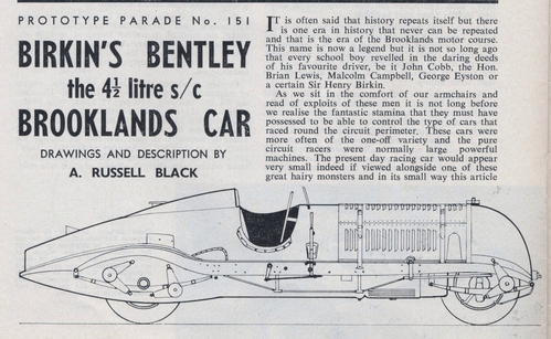 Birkin's Bentley.
pt.1 oF 2. Model Cars July 1964.
Keywords: BIRKIH'S BENTLEY BROOKLANDS CAR.