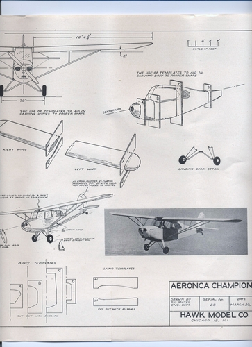 Aeronca Champion PT. 1 of 2.
(jpg format, -- dpi, 1606 KB).

[b]Click on image to download file in original format[/b]
file url: 
http://smm.solidmodelmemories.net/Gallery/albums/userpics/002~4.jpg

[i]These plans are placed here in review of their accuracy and 
historical content. They are for personal use only and not to
be reproduced commercially. Copyrights remain with the original
copyright holders and are not the property of Solid Model
Memories. Please post comment regarding the accuracy of the
drawings in the section provided on the individual page of the 
plan you are reviewing. If you build this model or if you have 
images of the original subject itself, please let us know. If
you are the copyright holder of the work in question and wish
to have it removed please contact SMM [/i]
Keywords: AERONCA CHAMPION 7AC Hawk