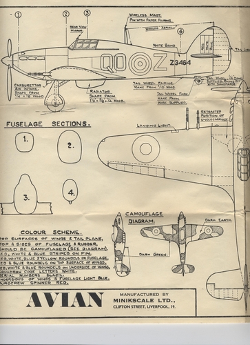 Avian Hawker Hurricane. PT1 of 2.
(jpg format, -- dpi, 2020 KB).

[b]Click on image to download file in original format[/b]
file url: 
http://smm.solidmodelmemories.net/Gallery/albums/userpics/025.jpg

[i]These plans are placed here in review of their accuracy and 
historical content. They are for personal use only and not to
be reproduced commercially. Copyrights remain with the original
copyright holders and are not the property of Solid Model
Memories. Please post comment regarding the accuracy of the
drawings in the section provided on the individual page of the 
plan you are reviewing. If you build this model or if you have 
images of the original subject itself, please let us know. If
you are the copyright holder of the work in question and wish
to have it removed please contact SMM [/i]

Keywords: HAWKER HURRICANE.