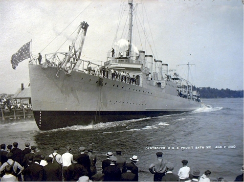 USS Pruitt
USS Pruitt going down the ways at Bath ME August 2, 1920
Keywords: Wickes/Clemson Destroyer four-stacker four-piper Pruitt