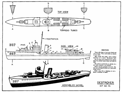 AMC Kit Y5 Destroyer (restored)
DD-387 USS Blue, a Bagley Class Destroyer

(gif format, 300 dpi, 39 KB).

[b]Click on image to download file in original format[/b]

[i]These plans are placed here in review of their accuracy and historical content. They are for personal use only and not to be reproduced commercially. Copyrights remain with the original copyright holders and are not the property of Solid Model Memories. Please post comment regarding the accuracy of the drawings in the section provided on the individual page of the plan you are reviewing. If you build this model or if you have images of the original subject itself, please let us know. If you are the copyright holder of the work in question and wish to have it removed please contact SMM [/i]


Keywords: AMCO Destroyer model solid 