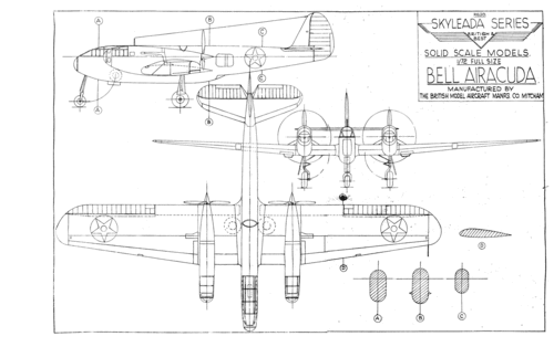 Airacuda
(gif format, -- dpi, 203 KB).

[b]Click on image to download file in original format[/b]
file url: 
http://smm.solidmodelmemories.net/Gallery/albums/userpics/Airacuda_YFM-1.gif

[i]These plans are placed here in review of their accuracy and 
historical content. They are for personal use only and not to
be reproduced commercially. Copyrights remain with the original
copyright holders and are not the property of Solid Model
Memories. Please post comment regarding the accuracy of the
drawings in the section provided on the individual page of the 
plan you are reviewing. If you build this model or if you have 
images of the original subject itself, please let us know. If
you are the copyright holder of the work in question and wish
to have it removed please contact SMM [/i]

Keywords: Bell YFM-1 Airacuda