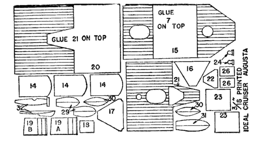 Ideal USS Augusta Printwood Sht 1
(gif format, -- dpi, 20 KB).

[b]Click on image to download file in original format[/b]
file url: 
http://smm.solidmodelmemories.net/Gallery/albums/userpics/Augusta_Sht_1_BW.gif

[i]These plans are placed here in review of their accuracy and 
historical content. They are for personal use only and not to
be reproduced commercially. Copyrights remain with the original
copyright holders and are not the property of Solid Model
Memories. Please post comment regarding the accuracy of the
drawings in the section provided on the individual page of the 
plan you are reviewing. If you build this model or if you have 
images of the original subject itself, please let us know. If
you are the copyright holder of the work in question and wish
to have it removed please contact SMM [/i]

Keywords: Ideal USS Augusta