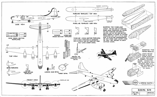 Boeing B-29 by Supreme
(gif format, 300 dpi, 246 KB).

[b]Click on image to download file in original format[/b]

[i]These plans are placed here in review of their accuracy and historical content. They are for personal use only and not to be reproduced commercially. Copyrights remain with the original copyright holders and are not the property of Solid Model Memories. Please post comment regarding the accuracy of the drawings in the section provided on the individual page of the plan you are reviewing. If you build this model or if you have images of the original subject itself, please let us know. If you are the copyright holder of the work in question and wish to have it removed please contact SMM [/i]

