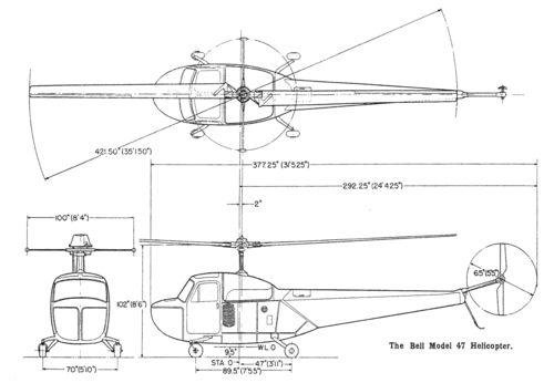 Bell Model 47
(gif format, -- dpi, 67 KB).

[b]Click on image to download file in original format[/b]
file url: 
http://smm.solidmodelmemories.net/Gallery/albums/userpics/Bell47.gif

[i]These plans are placed here in review of their accuracy and 
historical content. They are for personal use only and not to
be reproduced commercially. Copyrights remain with the original
copyright holders and are not the property of Solid Model
Memories. Please post comment regarding the accuracy of the
drawings in the section provided on the individual page of the 
plan you are reviewing. If you build this model or if you have 
images of the original subject itself, please let us know. If
you are the copyright holder of the work in question and wish
to have it removed please contact SMM [/i]

Keywords: Bell 47 helicopter