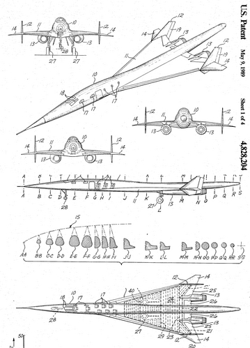 Boeing Supersonic Patent
(jpg Format, -- dpi, 744 KB).

[b]Click on image to download file in original format[/b]
file url: 
http://smm.solidmodelmemories.net/Gallery/albums/userpics/Boeing-Supersonic.jpg

[i]These plans are placed here in review of their accuracy and 
historical content. They are for personal use only and not to
be reproduced commercially. Copyrights remain with the original
copyright holders and are not the property of Solid Model
Memories. Please post comment regarding the accuracy of the
drawings in the section provided on the individual page of the 
plan you are reviewing. If you build this model or if you have 
images of the original subject itself, please let us know. If
you are the copyright holder of the work in question and wish
to have it removed please contact SMM [/i]

Keywords: Boeing Supersonic Patent