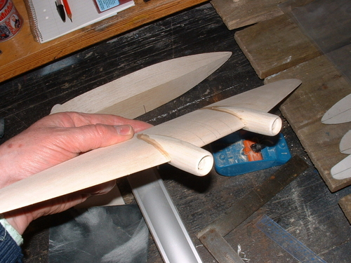 Curtiss Commando
The wing prior to adding the dihedral angle.
Keywords: solid models,carved aeroplanes,vintage model building,balsa wood models,scale models scratchbuilt