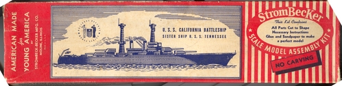 USS California Box
(jpg -format, -- dpi, 480 KB).

[b]Click on image to download file in original format[/b]
file url: 
http://smm.solidmodelmemories.net/Gallery/albums/userpics/California_Box.jpg

[i]These plans are placed here in review of their accuracy and 
historical content. They are for personal use only and not to
be reproduced commercially. Copyrights remain with the original
copyright holders and are not the property of Solid Model
Memories. Please post comment regarding the accuracy of the
drawings in the section provided on the individual page of the 
plan you are reviewing. If you build this model or if you have 
images of the original subject itself, please let us know. If
you are the copyright holder of the work in question and wish
to have it removed please contact SMM [/i]

Keywords: Strombecker USS California C16 box