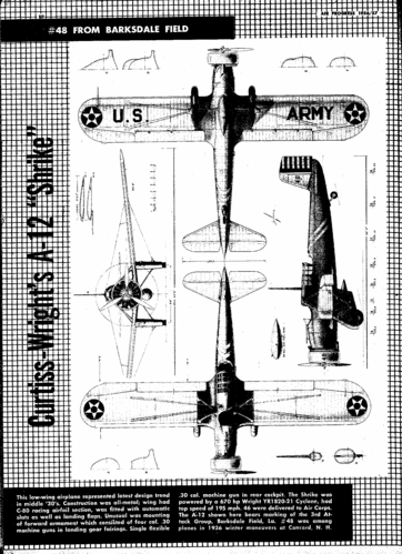Curtiss Wright A12 Shrike
Click on image to download file in original format

These plans are placed here in review of their accuracy and historical content. They are for personal use only and not to be reproduced commercially. Copyrights remain with the original copyright holders and are not the property of Solid Model Memories. Please post comment regarding the accuracy of the drawings in the section provided on the individual page of the plan you are reviewing. If you build this model or if you have images of the original subject itself, please let us know. If you are the copyright holder of the work in question and wish to have it removed please contact SMM.
Keywords: Curtiss Wright A12 Shrike  Jefferies Airprogress four-view