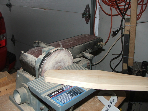 Tail plane
Being sanded to shape before reducing to proper thickness.
