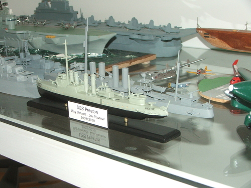 USS Preston
In the display case
Keywords: SMM Solidmodelmemories uss preston hand carved solid wood scale model