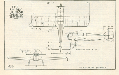 Fairey (Tipsy) Junior
(jpg format, -- dpi, 183 KB).

[b]Click on image to download file in original format[/b]
file url: 
http://smm.solidmodelmemories.net/Gallery/albums/userpics/FAIREY_JUNIOR.jpg

[i]These plans are placed here in review of their accuracy and 
historical content. They are for personal use only and not to
be reproduced commercially. Copyrights remain with the original
copyright holders and are not the property of Solid Model
Memories. Please post comment regarding the accuracy of the
drawings in the section provided on the individual page of the 
plan you are reviewing. If you build this model or if you have 
images of the original subject itself, please let us know. If
you are the copyright holder of the work in question and wish
to have it removed please contact SMM [/i]

Keywords: FAIREY (TIPSY) JUNIOR MONOPLANE,Solid models,carving models in wood,Solid model memories,old time model building,nostalgic model building