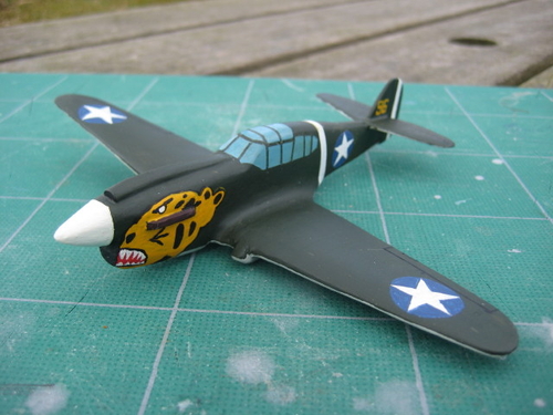 P-40 model completed - markings handpainted.  Handpainting the 1/72 scale leopard and teeth on the nose was 100 times easier than the US stars!
