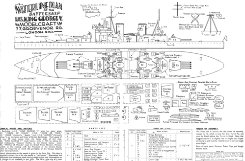 King George V Battleship
A rejoined and cleaned-up version of an earlier gallery posting by SMM member Marsh. 
(gif format, -- dpi, 450 KB).

[b]Click on image to download file in original format[/b]
file url: 
http://smm.solidmodelmemories.net/Gallery/albums/userpics/--

[i]These plans are placed here in review of their accuracy and historical content. They are for personal use only and not to be reproduced commercially. Copyrights remain with the original copyright holders and are not the property of Solid Model Memories. Please post comment regarding the accuracy of the drawings in the section provided on the individual page of the plan you are reviewing. If you build this model or if you have images of the original subject itself, please let us know. If you are the copyright holder of the work in question and wish to have it removed please contact SMM [/i]

Keywords: HMS King George V model battleship ship plan kit