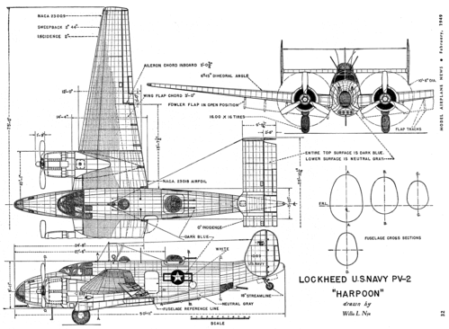 Lockheed PV-2 Harpoon
(gif format, -- dpi, 331 KB).

[b]Click on image to download file in original format[/b]
file url: 
http://smm.solidmodelmemories.net/Gallery/albums/userpics/Lockheed-PV-2.gif

[i]These plans are placed here in review of their accuracy and 
historical content. They are for personal use only and not to
be reproduced commercially. Copyrights remain with the original
copyright holders and are not the property of Solid Model
Memories. Please post comment regarding the accuracy of the
drawings in the section provided on the individual page of the 
plan you are reviewing. If you build this model or if you have 
images of the original subject itself, please let us know. If
you are the copyright holder of the work in question and wish
to have it removed please contact SMM [/i]

Keywords: Lockheed PV-2 Harpoon