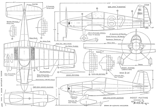 Midget Mustang
From "Model Airplane News" magazine, June 1949

(gif format, -- dpi, 238 KB).

[b]Click on image to download file in original format[/b]
file url: 
http://smm.solidmodelmemories.net/Gallery/albums/userpics/Midget_Mustang.gif

[i]These plans are placed here in review of their accuracy and historical content. They are for personal use only and not to be reproduced commercially. Copyrights remain with the original copyright holders and are not the property of Solid Model Memories. Please post comment regarding the accuracy of the drawings in the section provided on the individual page of the plan you are reviewing. If you build this model or if you have images of the original subject itself, please let us know. If you are the copyright holder of the work in question and wish to have it removed please contact SMM [/i]

Keywords: Midget Mustang