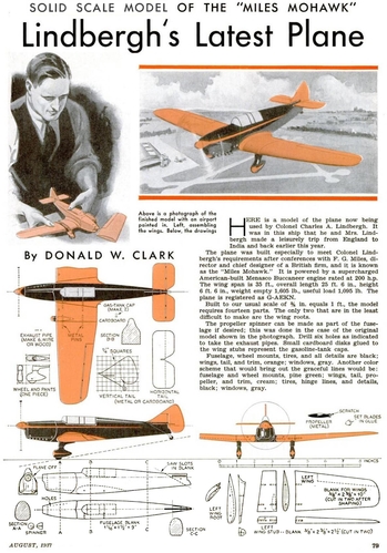 Miles Mohawk solid model plan
From "Popular Science" magazine, August 1937.
(jpg format, -- dpi, 342 KB).

[b]Click on image to download file in original format[/b]
file url: 
http://smm.solidmodelmemories.net/Gallery/albums/userpics/Miles-Mohawk.jpg

[i]These plans are placed here in review of their accuracy and historical content. They are for personal use only and not to be reproduced commercially. Copyrights remain with the original copyright holders and are not the property of Solid Model Memories. Please post comment regarding the accuracy of the drawings in the section provided on the individual page of the plan you are reviewing. If you build this model or if you have images of the original subject itself, please let us know. If you are the copyright holder of the work in question and wish to have it removed please contact SMM [/i]
Keywords: Miles Mohawk