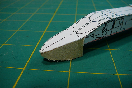 08. Shaped nose
Here is the Ascender's nose, shaped in top and side views.
Keywords: bristol spaceplane ascender model