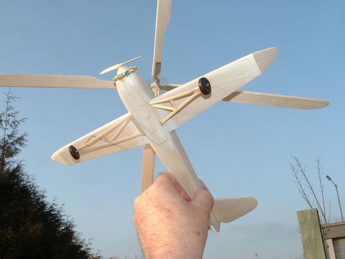 Pitcairn Autogyro
Against the sky to blow off the dust prior to sanding sealer.
Keywords: PITCAIRN AUTOGYRO,Solid models,carving models in wood,Solid model memories,old time model building,nostalgic model building