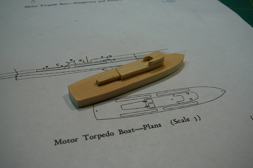 4. PT-10 torpedo boat, dry fit
I stacked the major cabin pieces on the rough-cut hull to get an idea of what the model would look like.
Keywords: pt-10 torpedo boat solid model