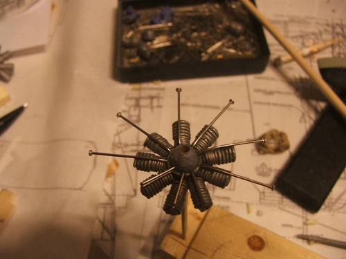 Radial Engine 017
Second row of push rods are attached and will be cut off as soon as the glue dries
Keywords: smm solid model memories hand carved scale preston uss